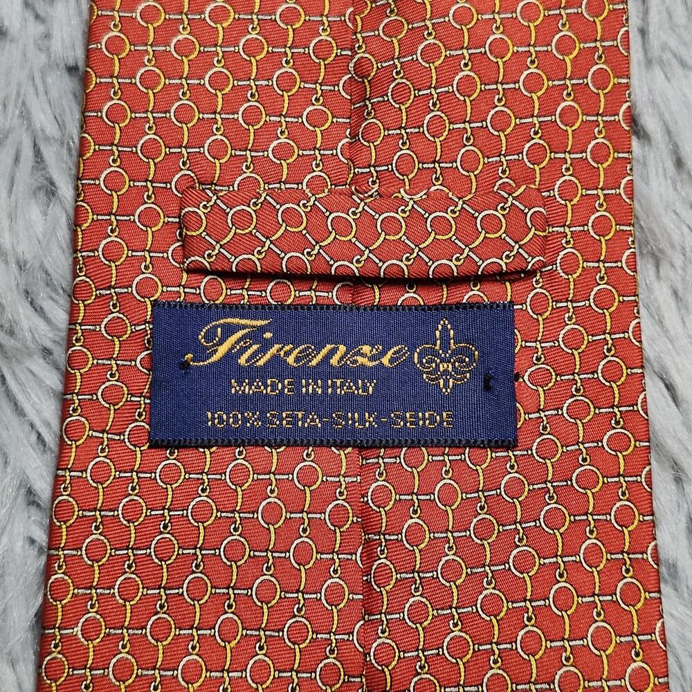 Firenze Tie Mens Luxury Silk Geometric Pattern Made In Italy 60in‎ Dress Necktie - Picture 5 of 8